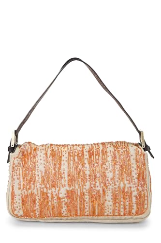Fendi, Orange Beaded Satin Baguette, Orange