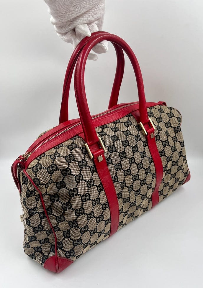 Gucci Boston Leather Canvas Shoulder Bag Style 1