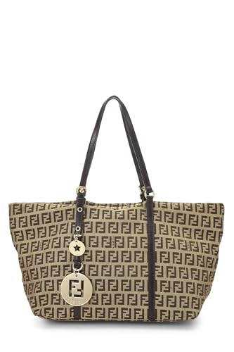 Fendi, Beige Zucchino Canvas Tote Small, Brown