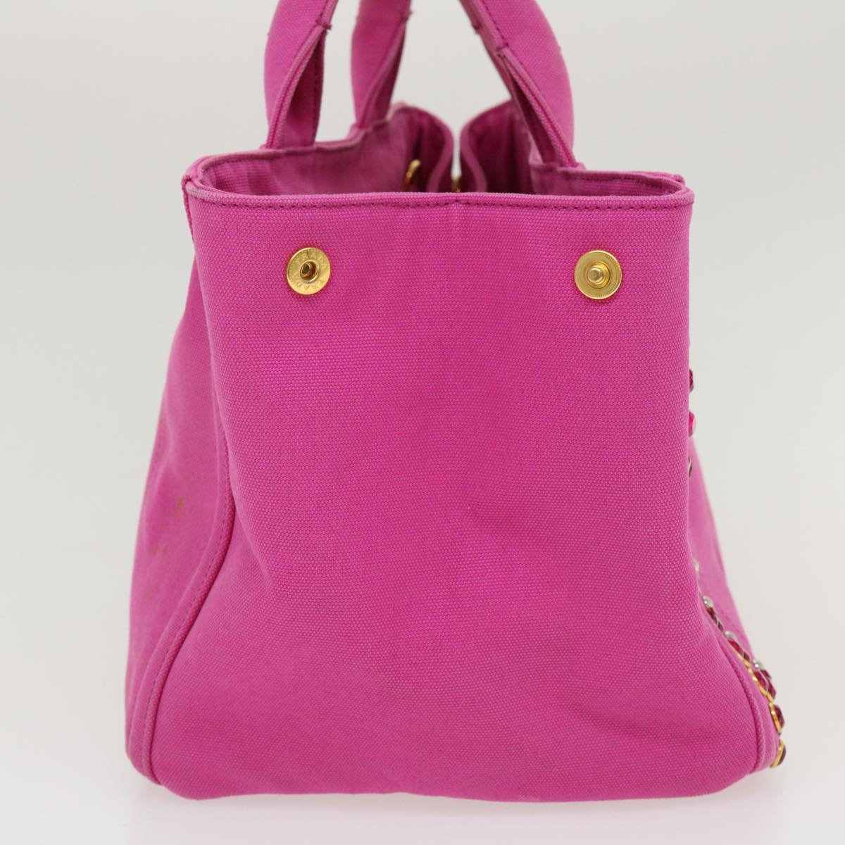 PRADA Bijoux Kanapa MM Hand Bag Canvas Pink Auth