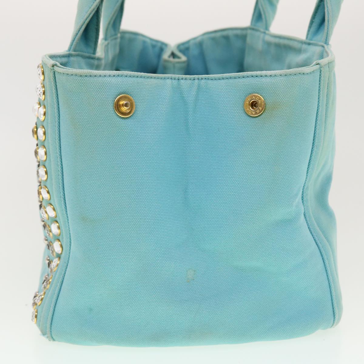 PRADA Bijoux Canapa Hand Bag Canvas 2way Light Blue Auth