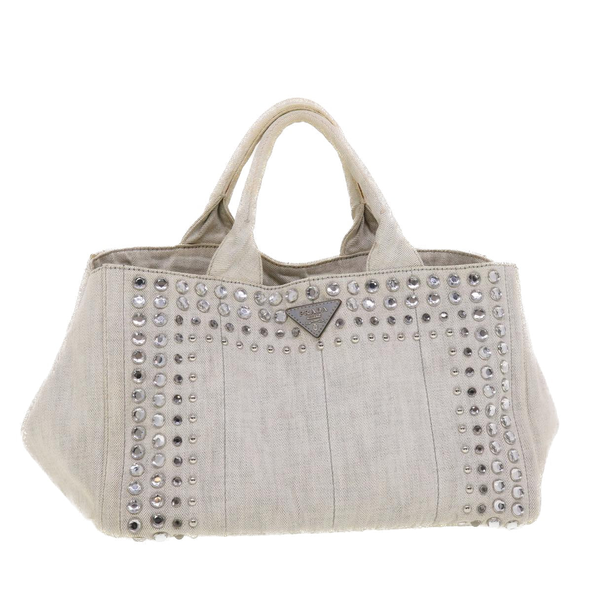 PRADA Bijoux Canapa Hand Bag Gray Auth