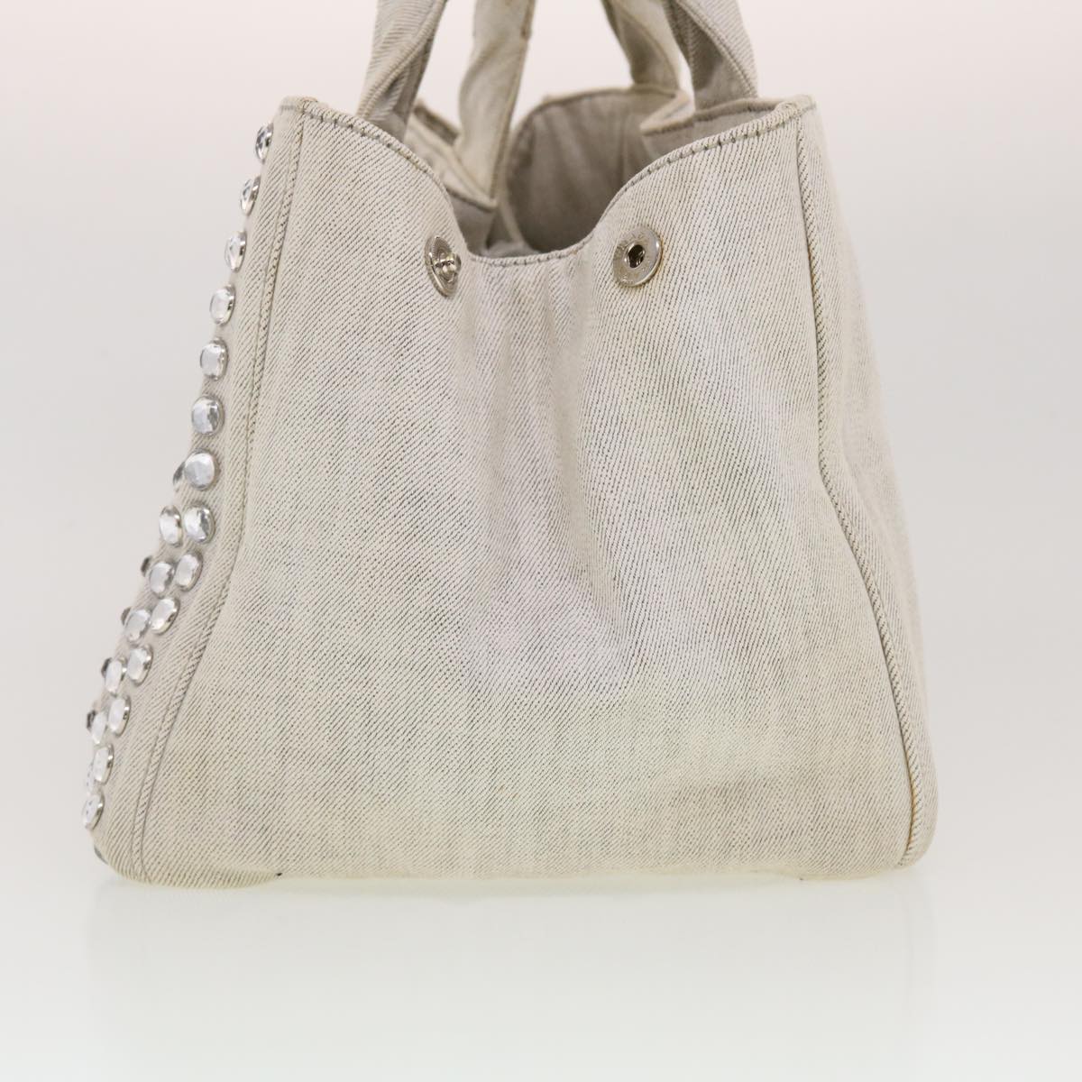 PRADA Bijoux Canapa Hand Bag Gray Auth