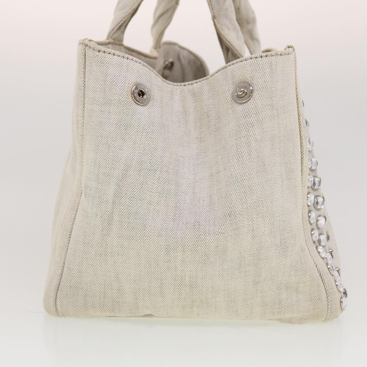 PRADA Bijoux Canapa Hand Bag Denim Gray Auth