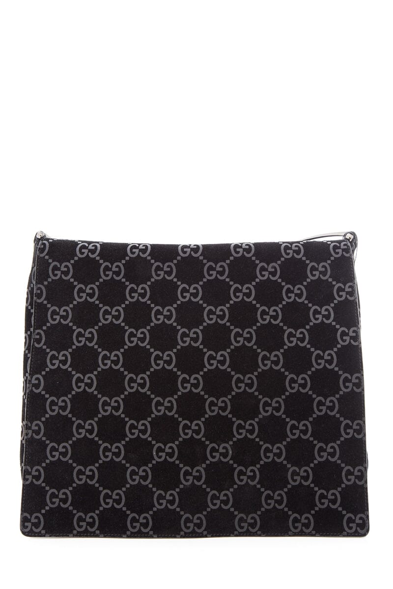 Gucci Black Suede Monogram Handbag