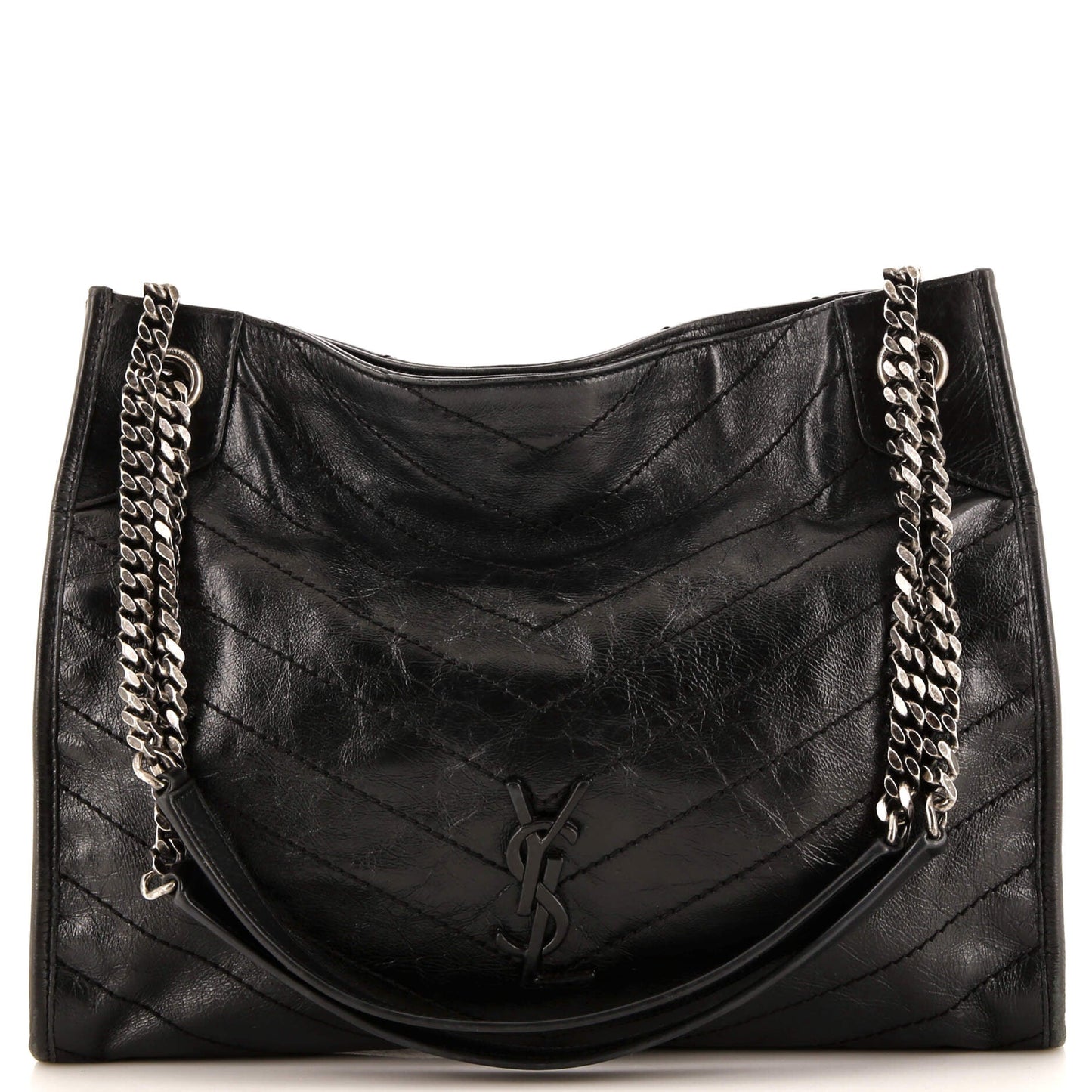 Luxury Saint Laurent Trending 2025 Niki Shopping Tote Matelasse Chevron Leather Medium