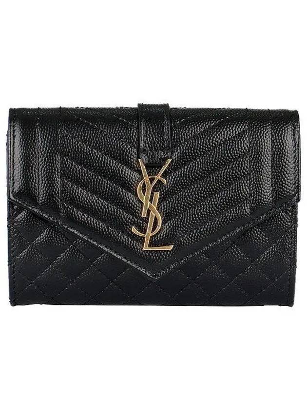 Luxury Saint Laurent Trending 2026 Matelasse Monogram Envelope Small Half Wallet Black