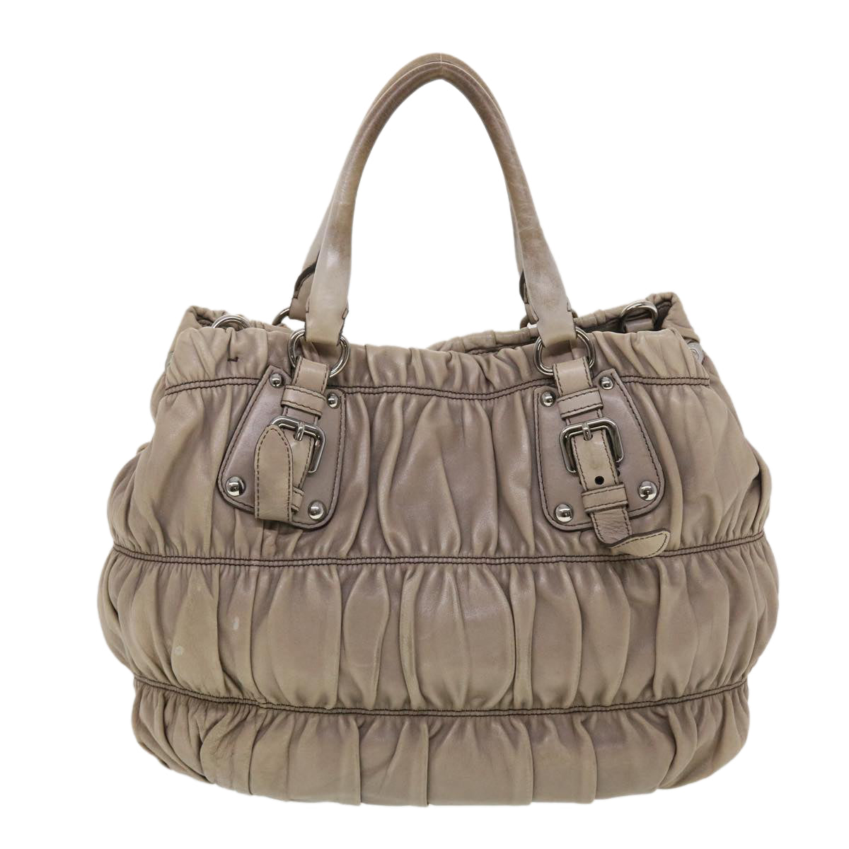 Prada Hand Bag Leather 2way Gray