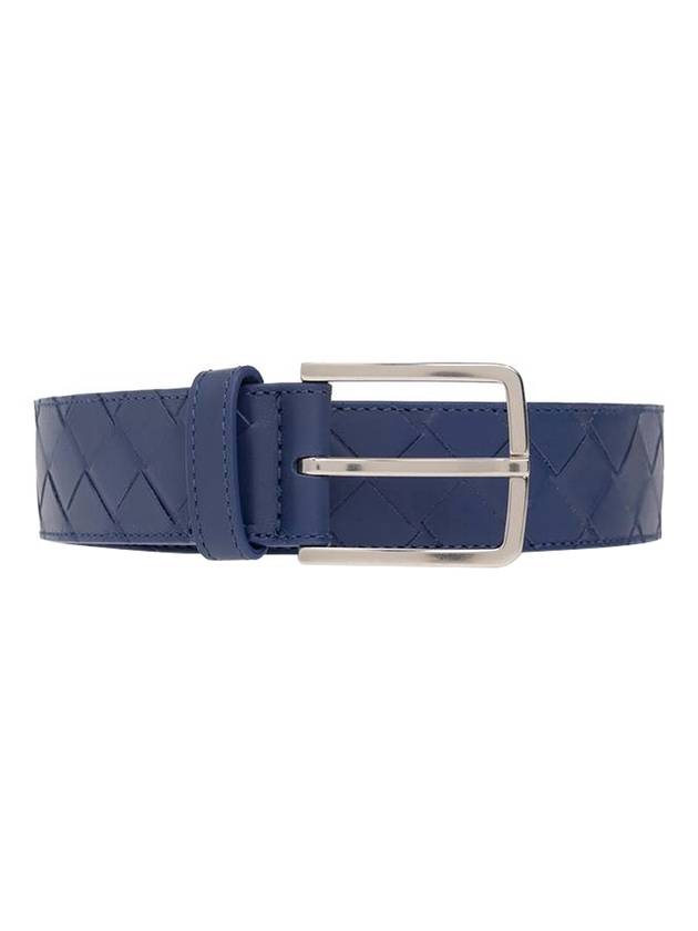 Luxury Bottega Veneta Intrecciato Leather Belt Blue
