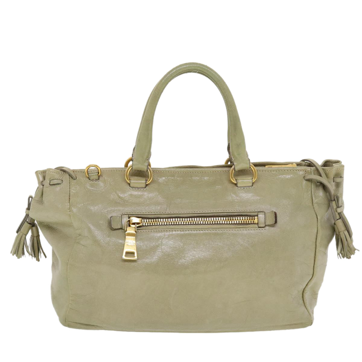 Prada Hand Bag Leather 2way Shoulder Bag Gray
