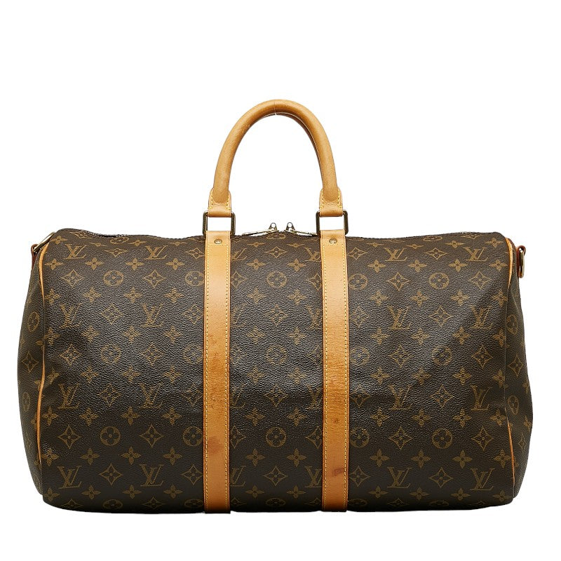 Louis Vuitton Monogram Keepall Bandouliere 45 Boston Bag Brown