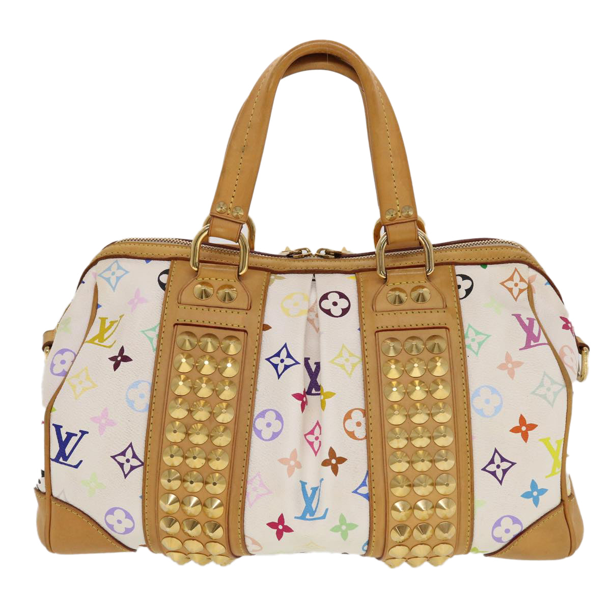 LOUIS VUITTON Monogram Multicolor Courtney MM Hand Bag White Auth