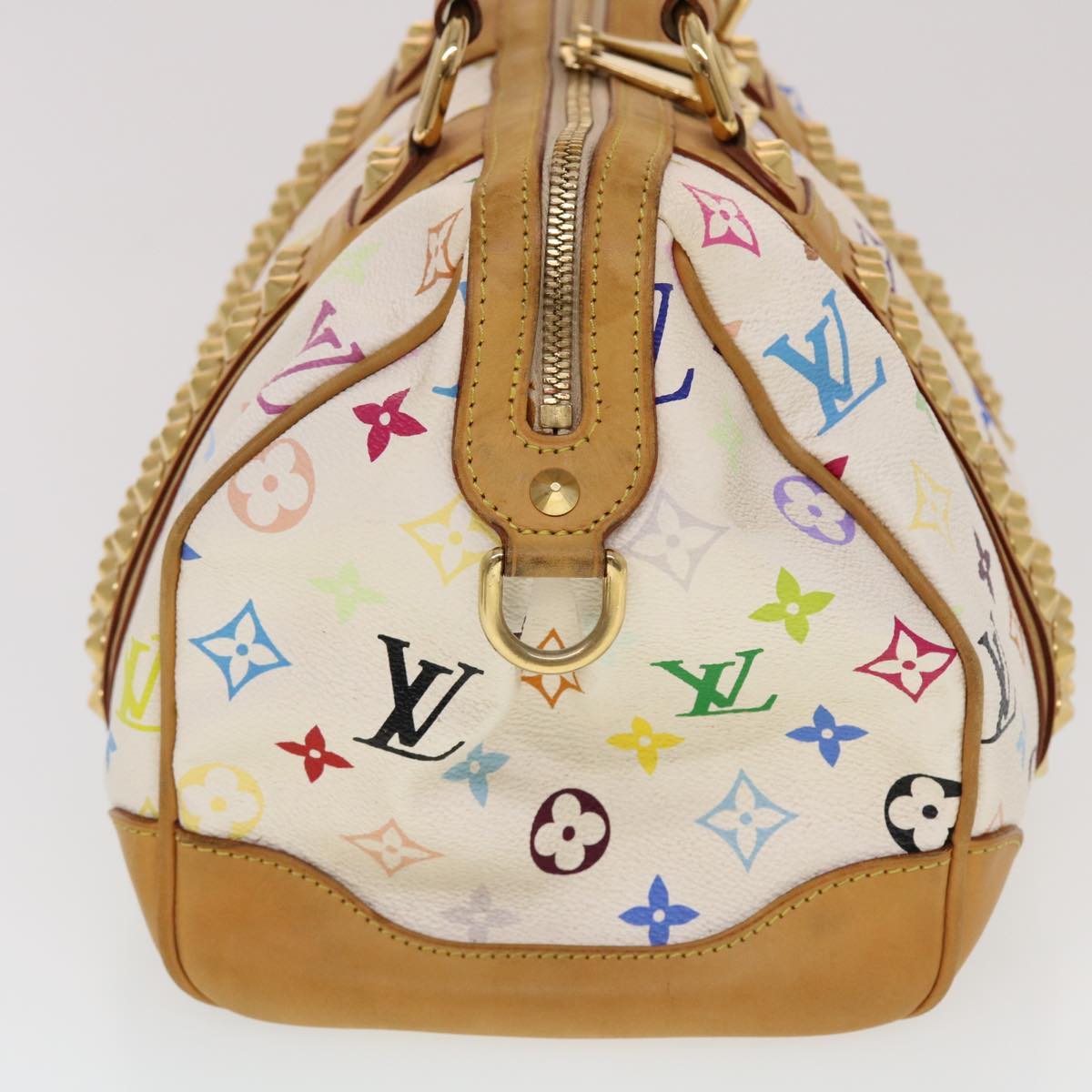 LOUIS VUITTON Monogram Multicolor Courtney MM Hand Bag White Auth