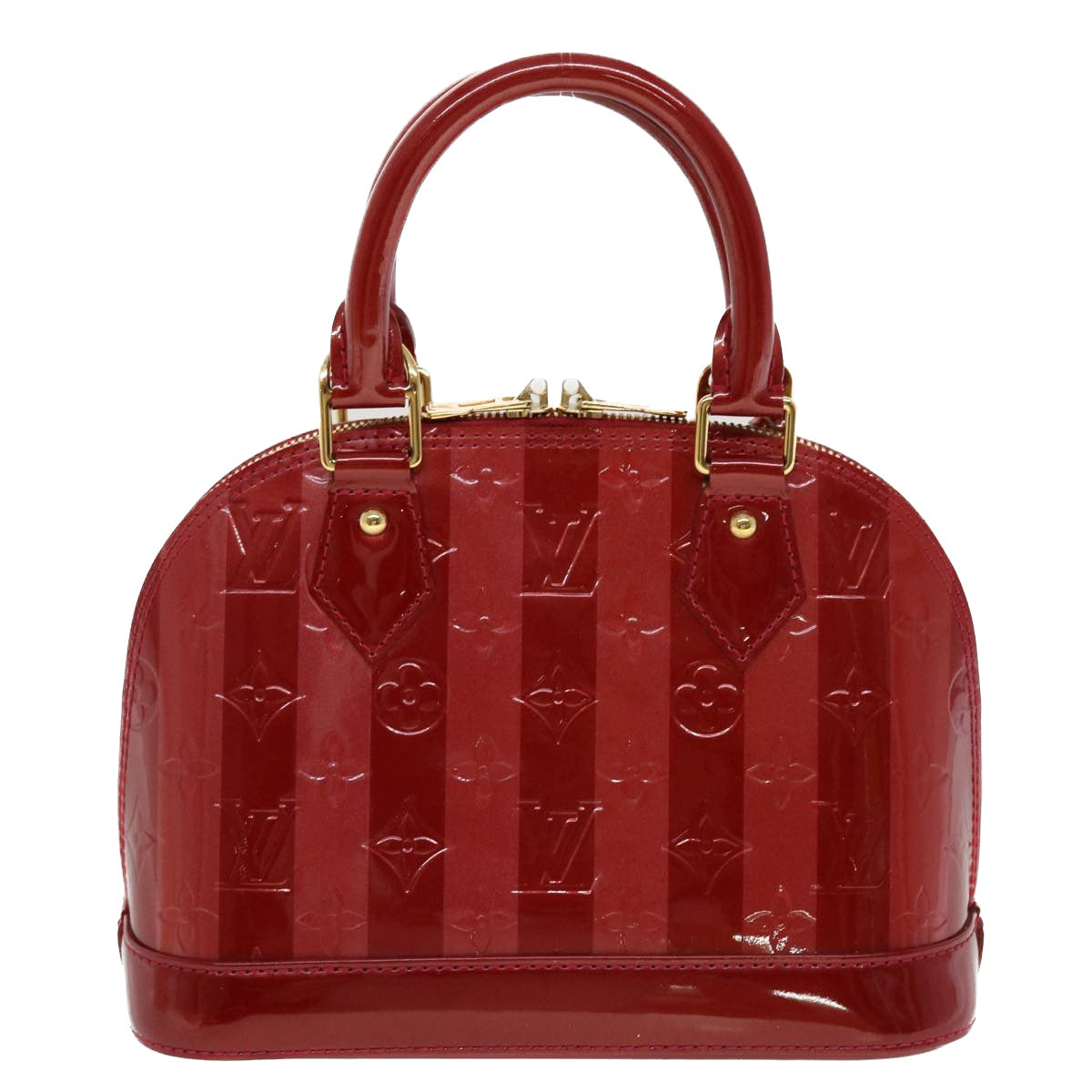 LOUIS VUITTON Vernis Rayure Alma BB Hand Bag Red LV Auth
