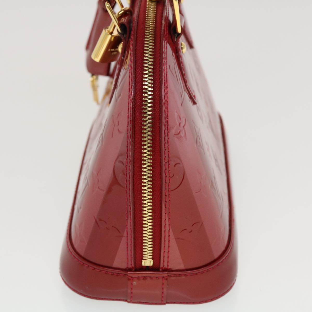 LOUIS VUITTON Vernis Rayure Alma BB Hand Bag Red LV Auth