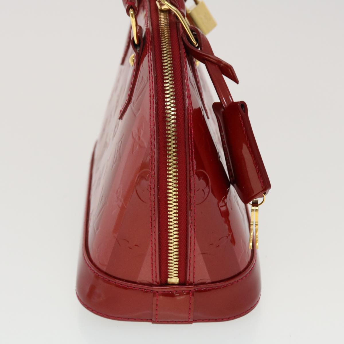 LOUIS VUITTON Vernis Rayure Alma BB Hand Bag Red LV Auth