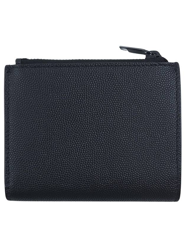 Luxury Saint Laurent Trending 2026 Grande Poudre Monogram Zipper Half Wallet Black