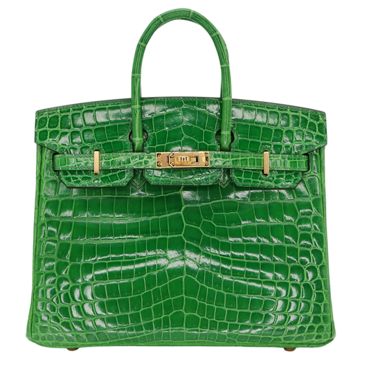 Hermes25cm Birkin Cactus Shiny Niloticus Crocodile Gold Hardware