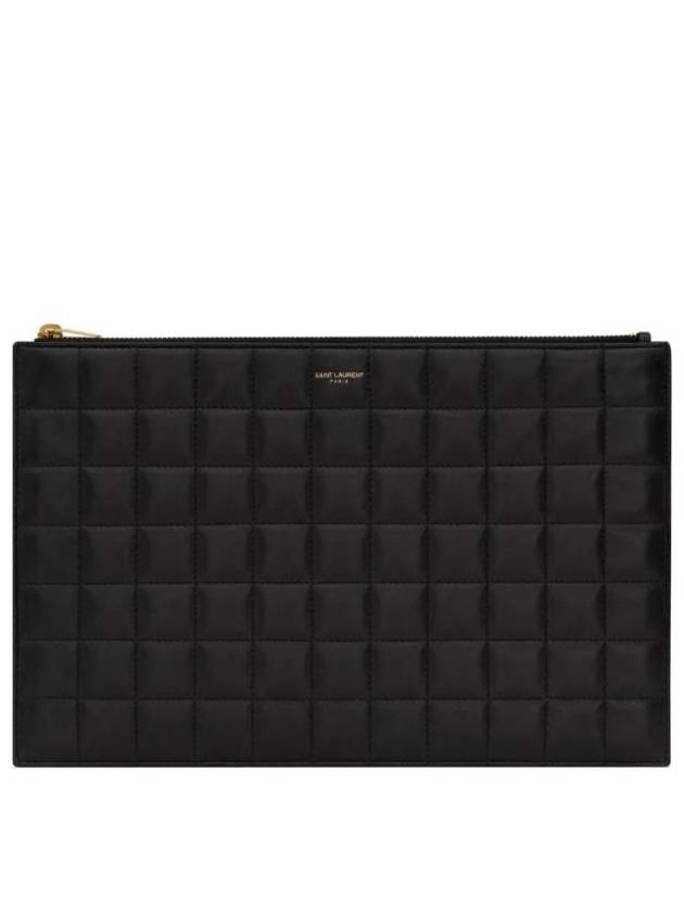 Luxury Saint Laurent Trending 2026 Quilted Leather Card Wallet Black