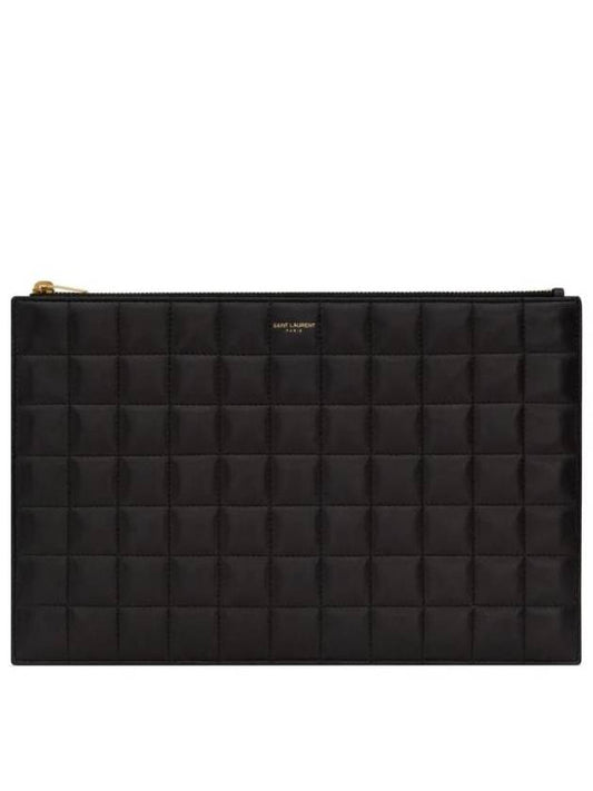 Luxury Saint Laurent Trending 2026 Quilted Leather Card Wallet Black