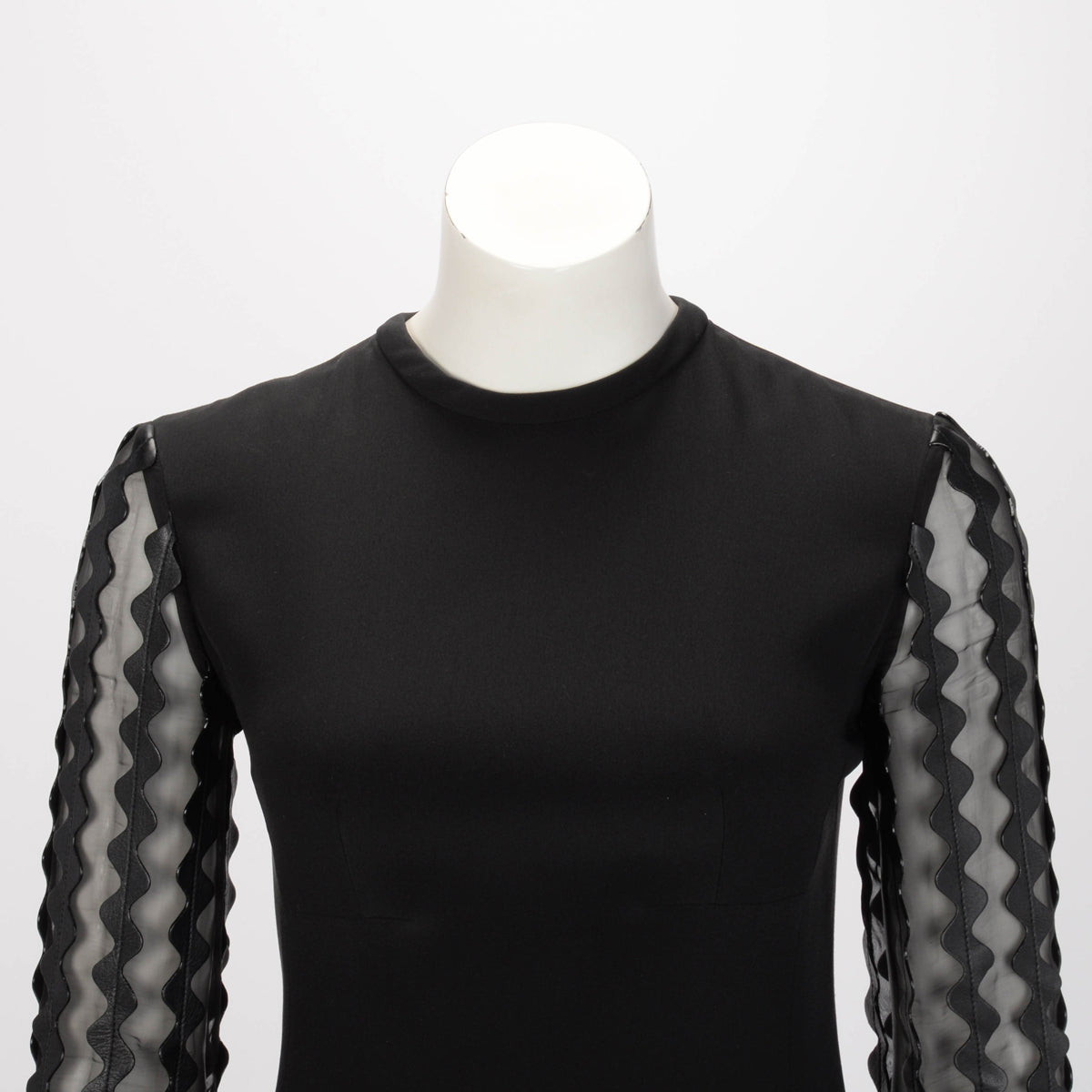Louis Vuitton Black Silk & Leather Ric Rac Dress FR 34
