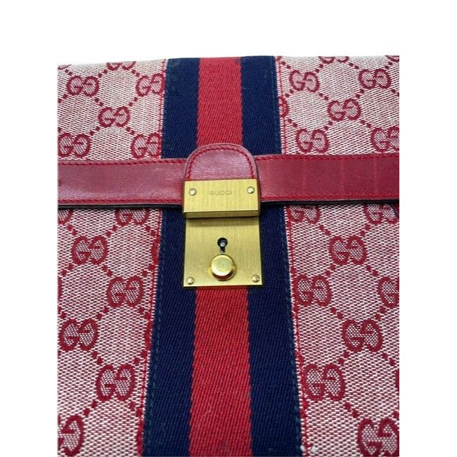 Gucci Envelope Leather Canvas Clutch