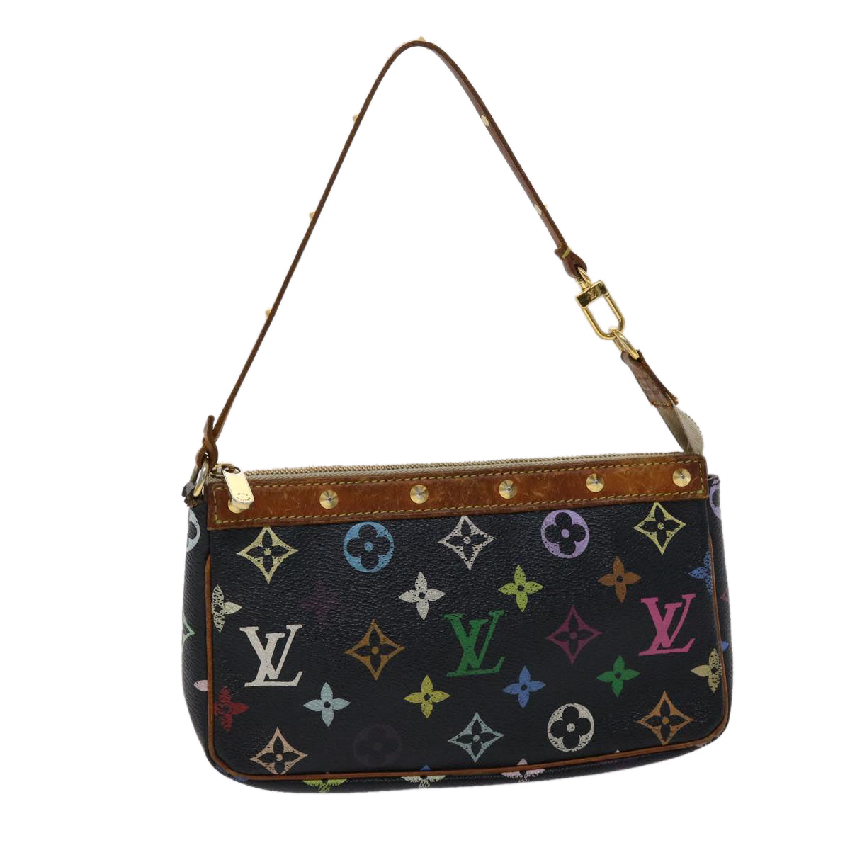 LOUIS VUITTON Monogram Multicolor Pochette Accessoires Black Auth Clutch
