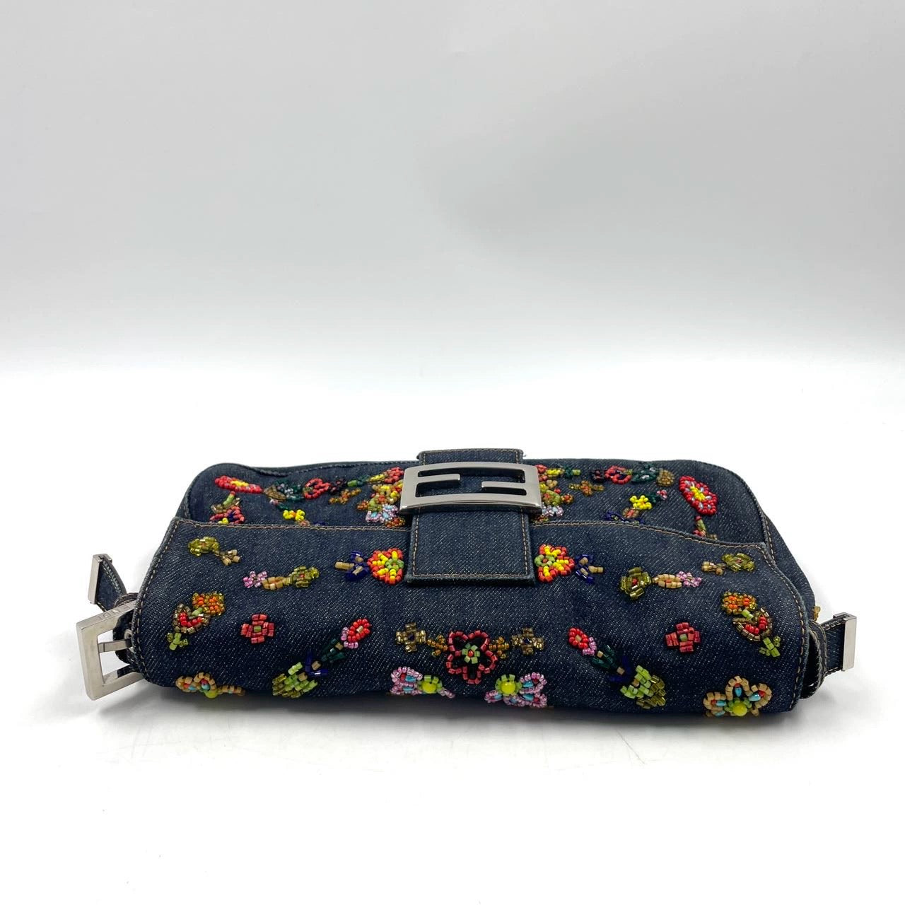 Fendi Baguette Denim with Floral Beads 25 Anniversary Special Collection