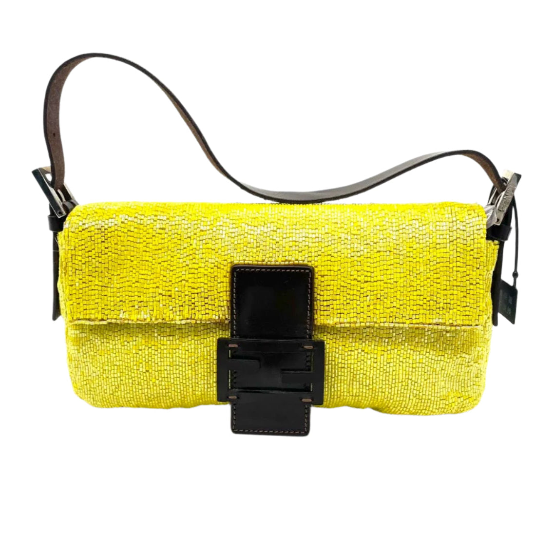 Fendi Baguette Shoulder bag with Glitter Yellow Beads