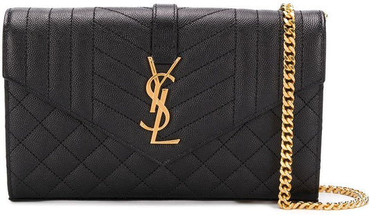 Luxury Saint Laurent Trending 2026 Women's Monogram Chained Wallet in Nero/Nero/ Nero | 620280BOW911000