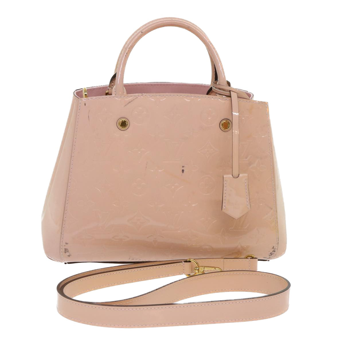 LOUIS VUITTON Monogram Vernis Montaigne BB Bag Rose Valerine Auth