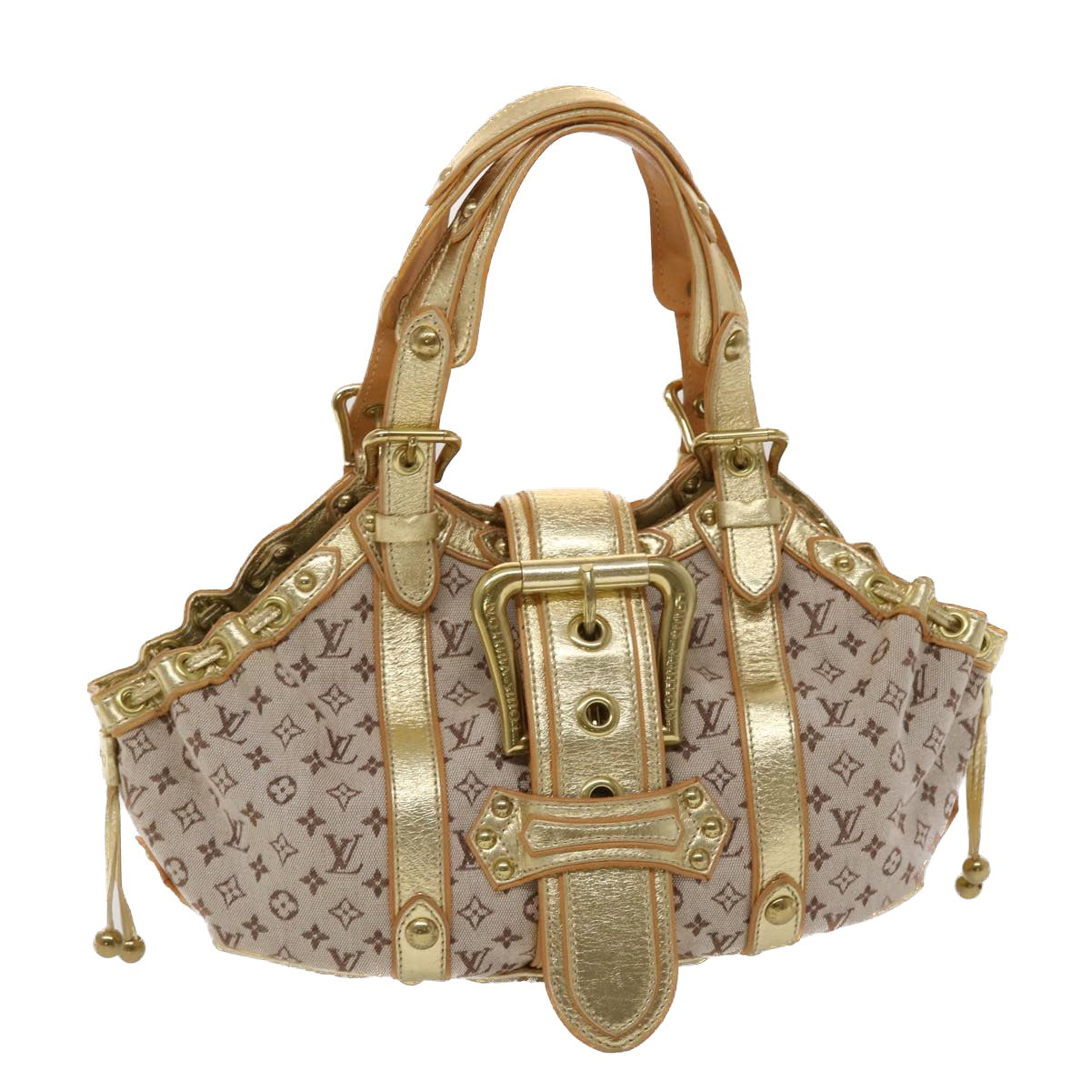 LOUIS VUITTON Monogram Mini Teda GM Hand Bag Brown Gold LV Auth