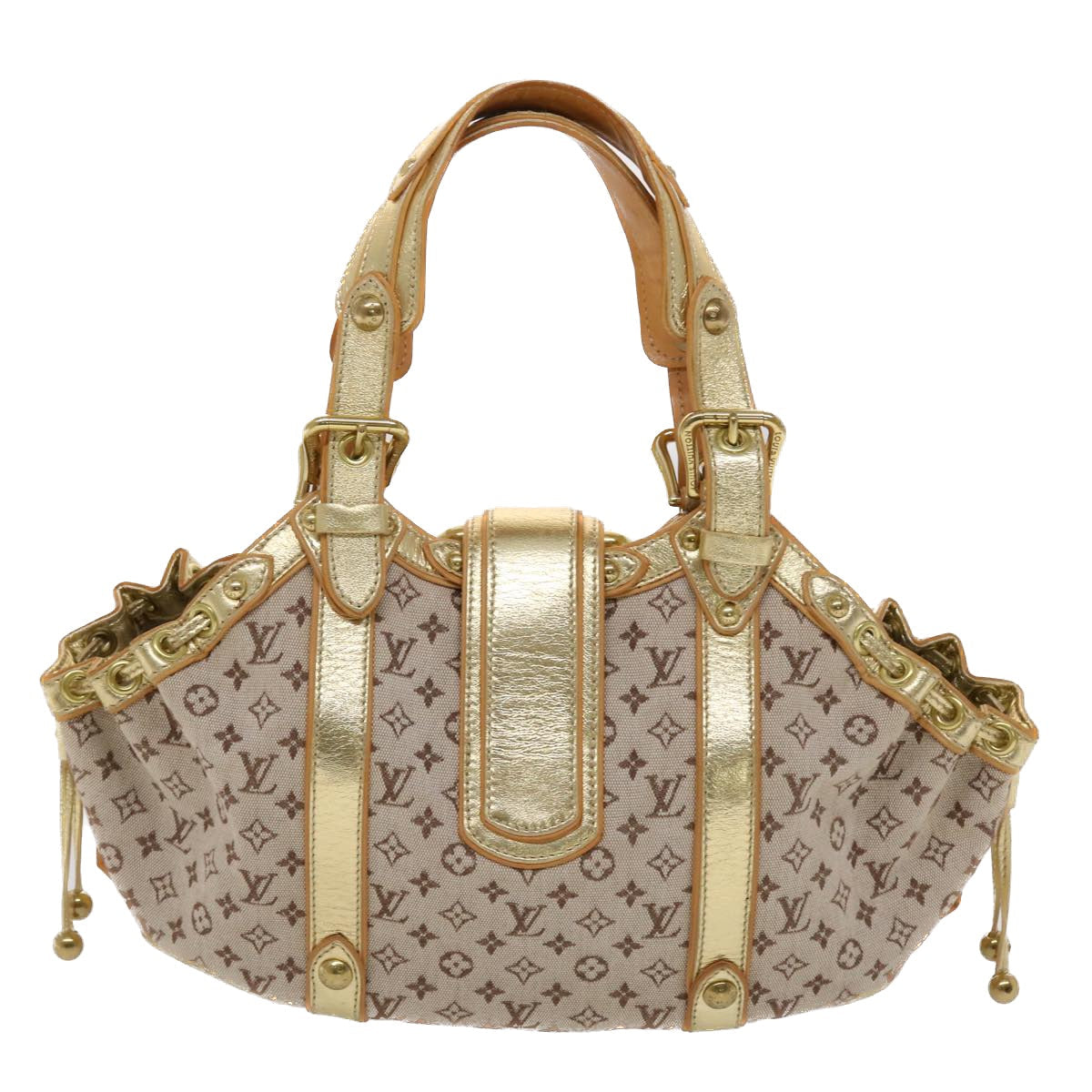 LOUIS VUITTON Monogram Mini Teda GM Hand Bag Brown Gold LV Auth