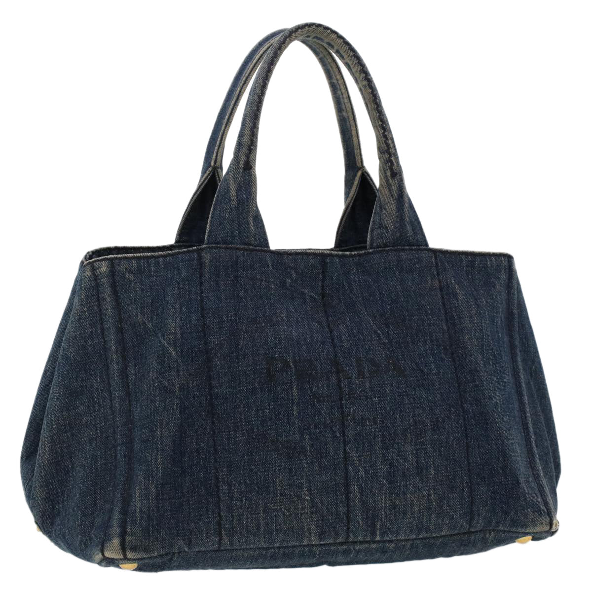 PRADA Canapa Hand Bag Canvas Blue Auth