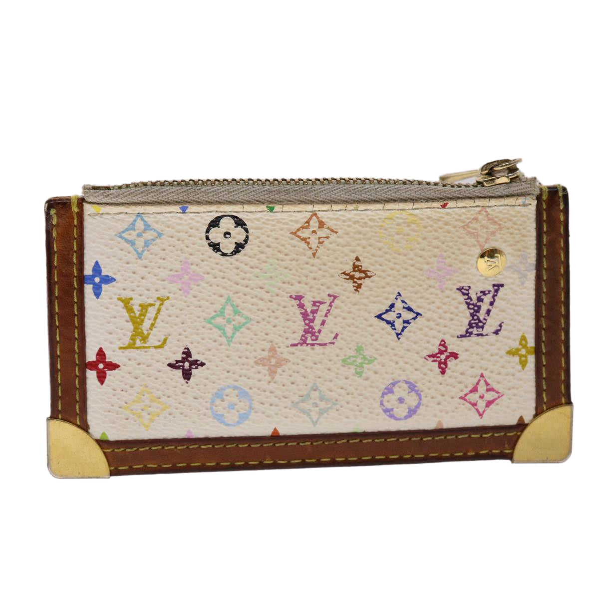 Louis Vuitton Monogram Multicolor Pochette Cles Purse White LV Auth Clutch