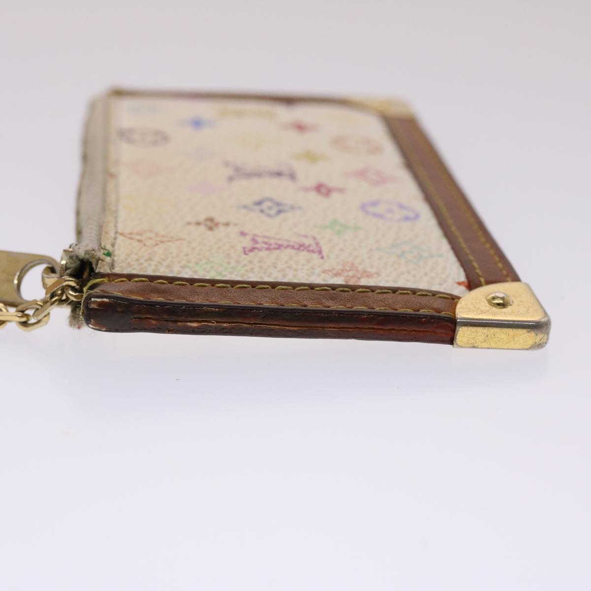 Louis Vuitton Monogram Multicolor Pochette Cles Purse White LV Auth Clutch