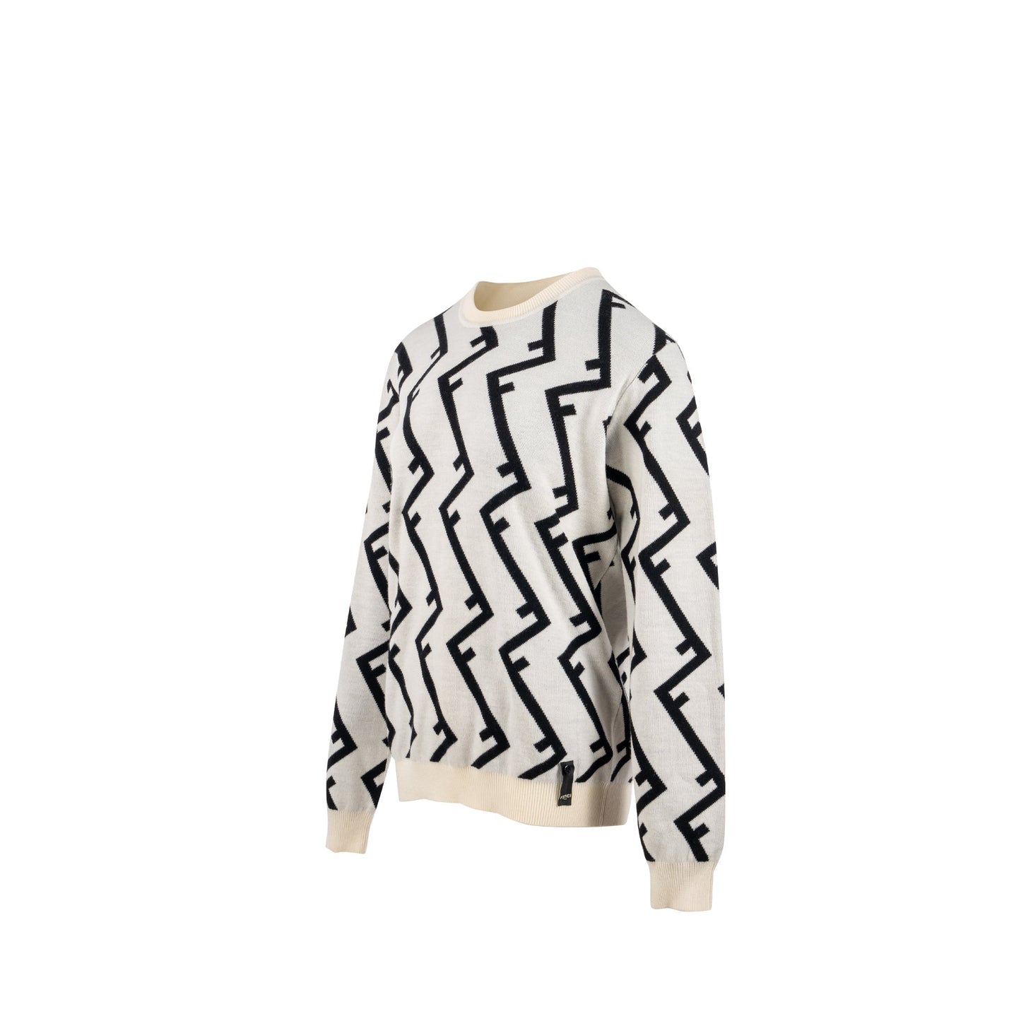 Fendi Size 48 Geometric Sweater Wool White/Black