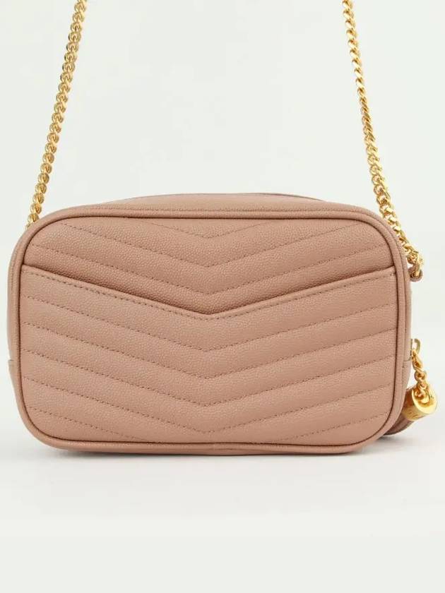 Luxury Saint Laurent Trending 2026 Lulu Mini Quilted Grain Leather Cross Bag Vintage Peach