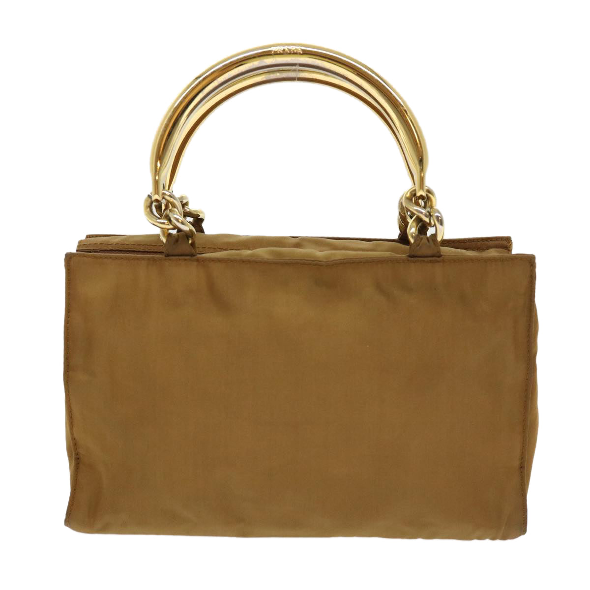 Prada Chain Hand Bag Nylon Brown