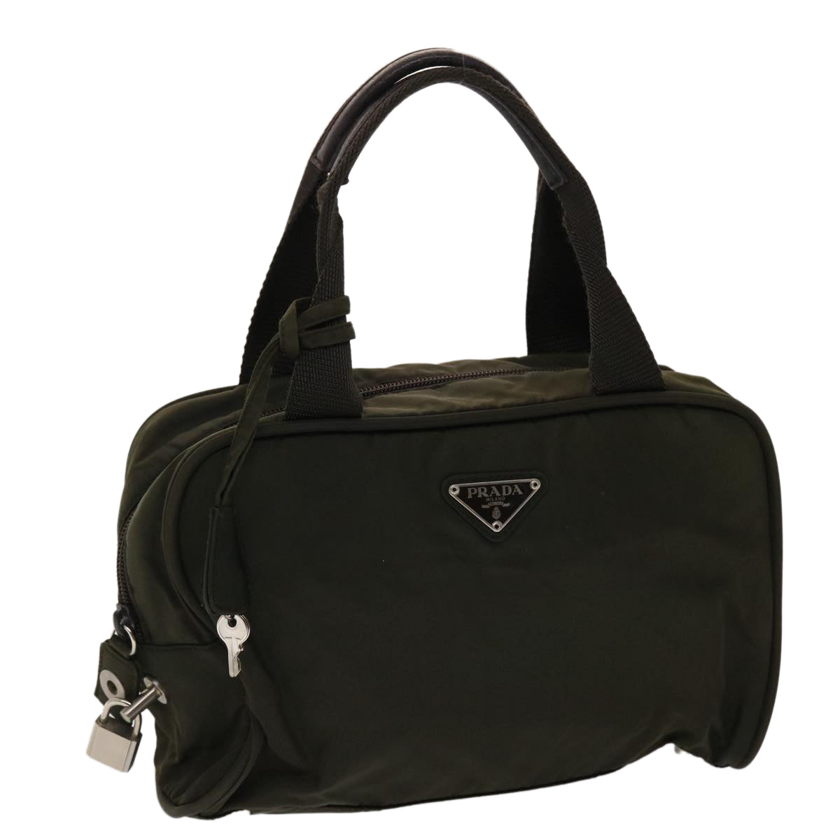Prada Hand Bag Nylon Khaki