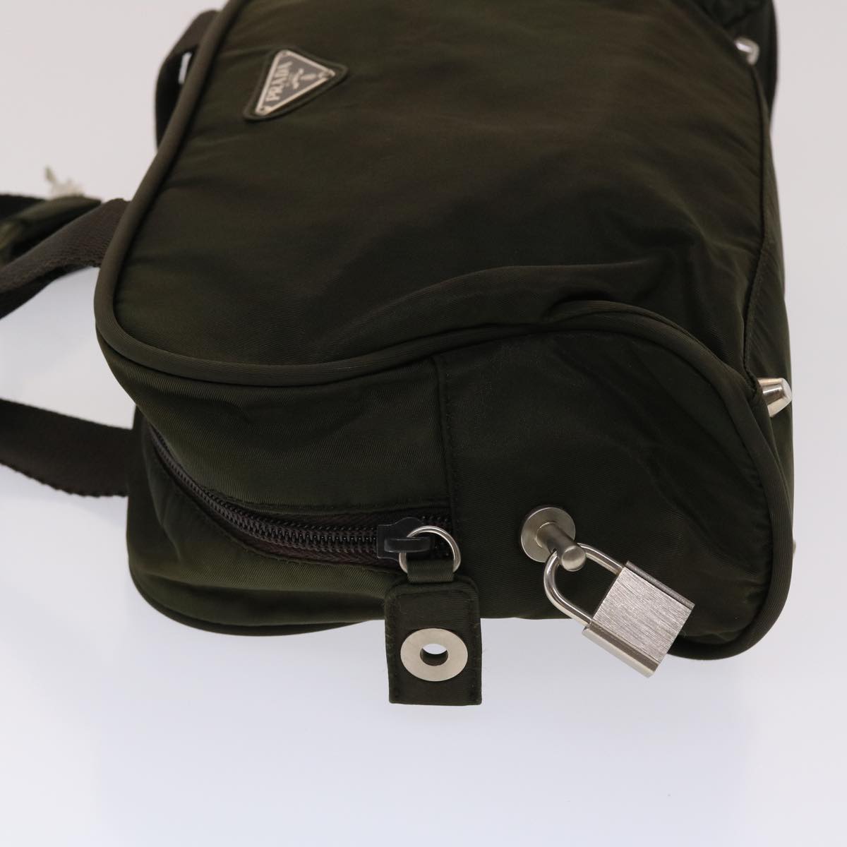Prada Hand Bag Nylon Khaki