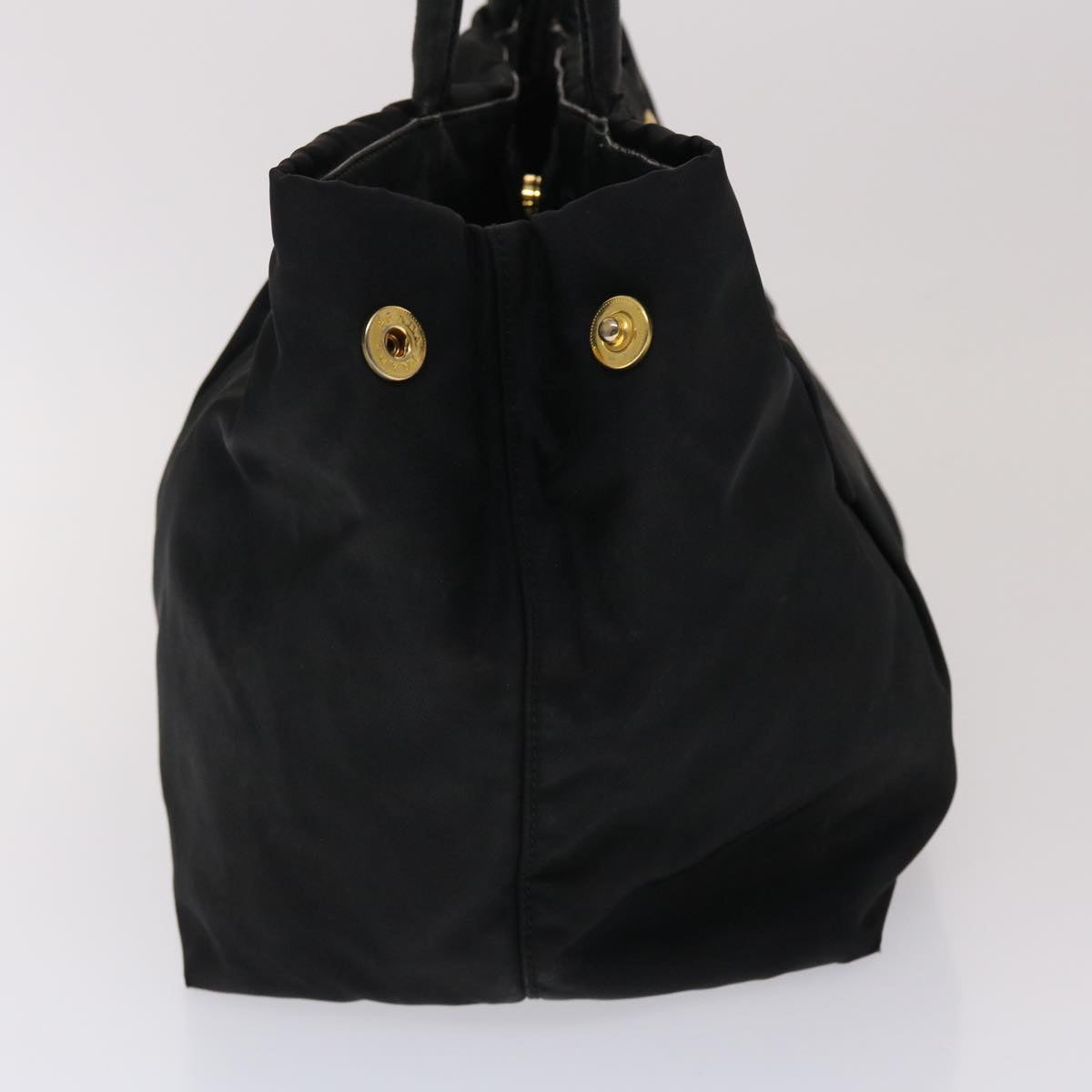 Prada Ribbon Hand Bag Nylon Leather Black