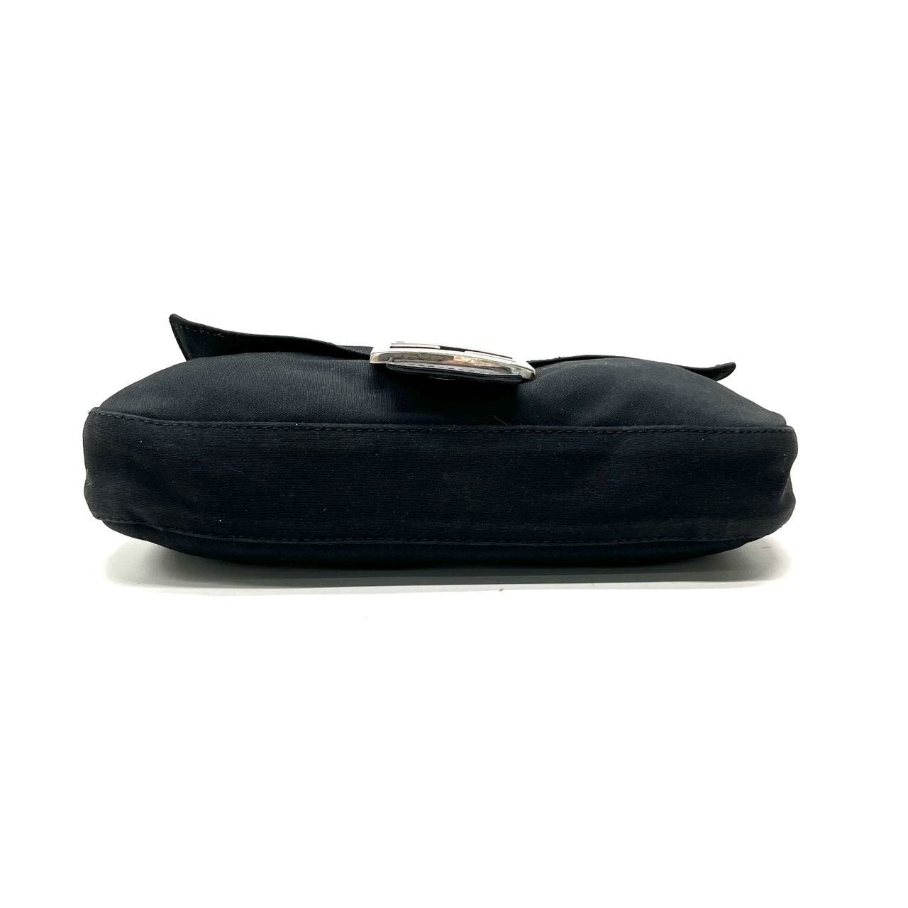 FENDI Baguette   Black Cloth Silver Hardware