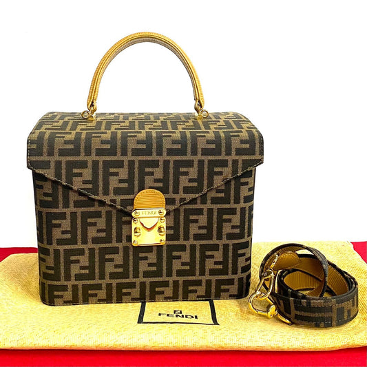 FENDI Shoulder Bag Canvas, Leather Brown Zucca Women