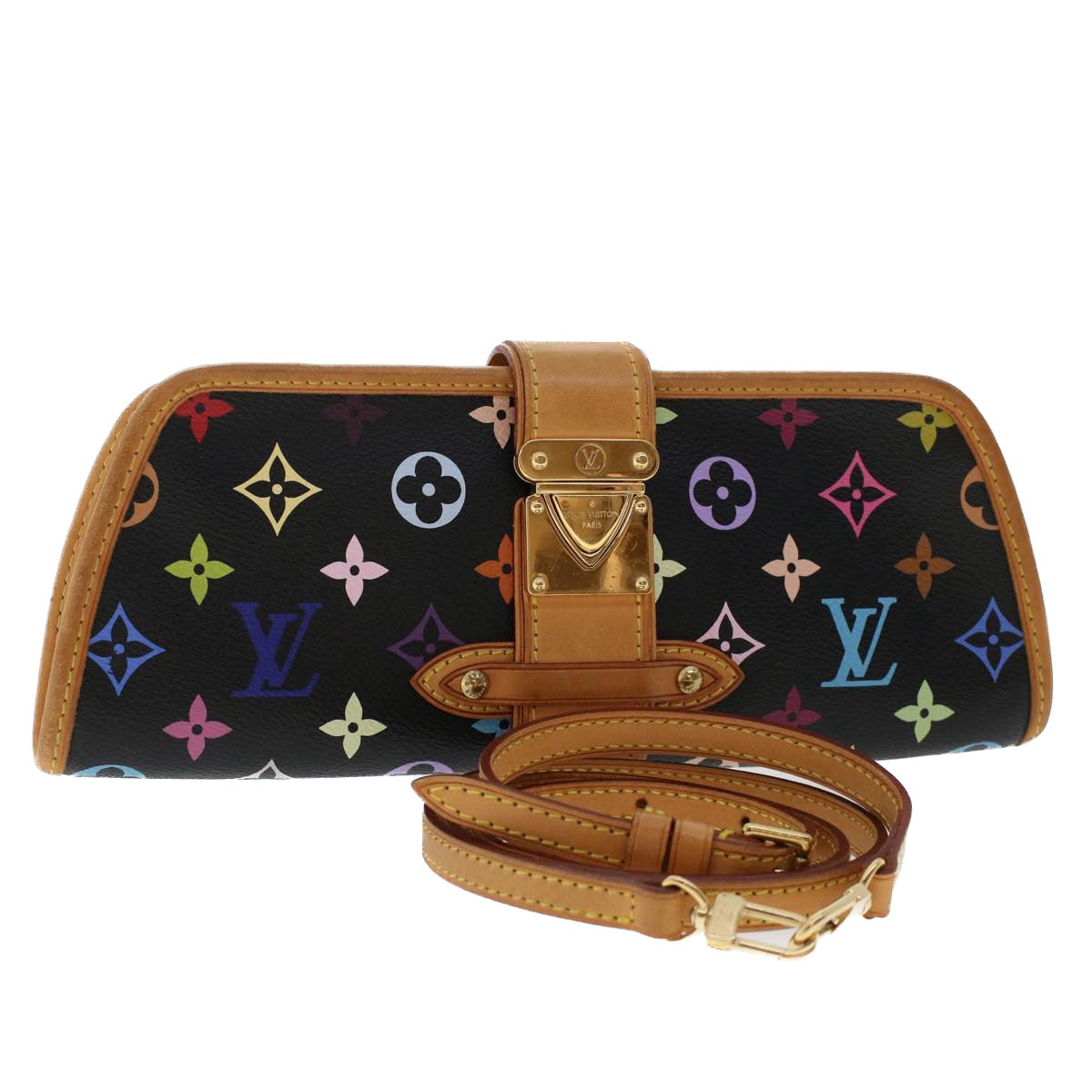 LOUIS VUITTON Monogram Multicolor Shirley Shoulder Bag Black Auth