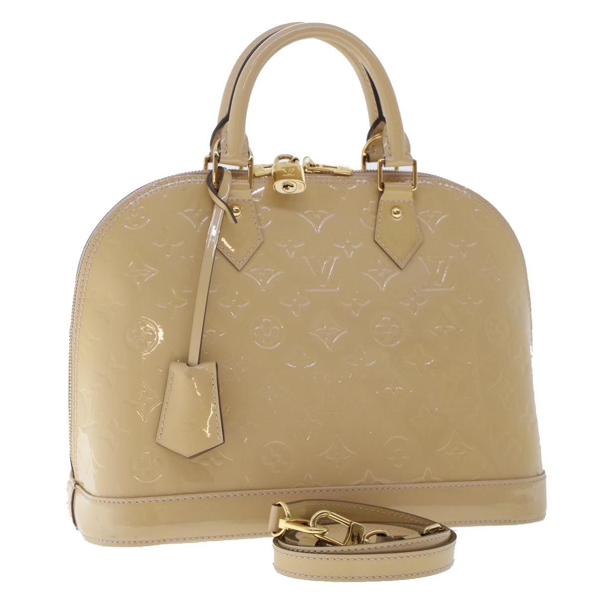 LOUIS VUITTON Monogram Vernis Alma PM Hand Bag 2way Beige LV Auth