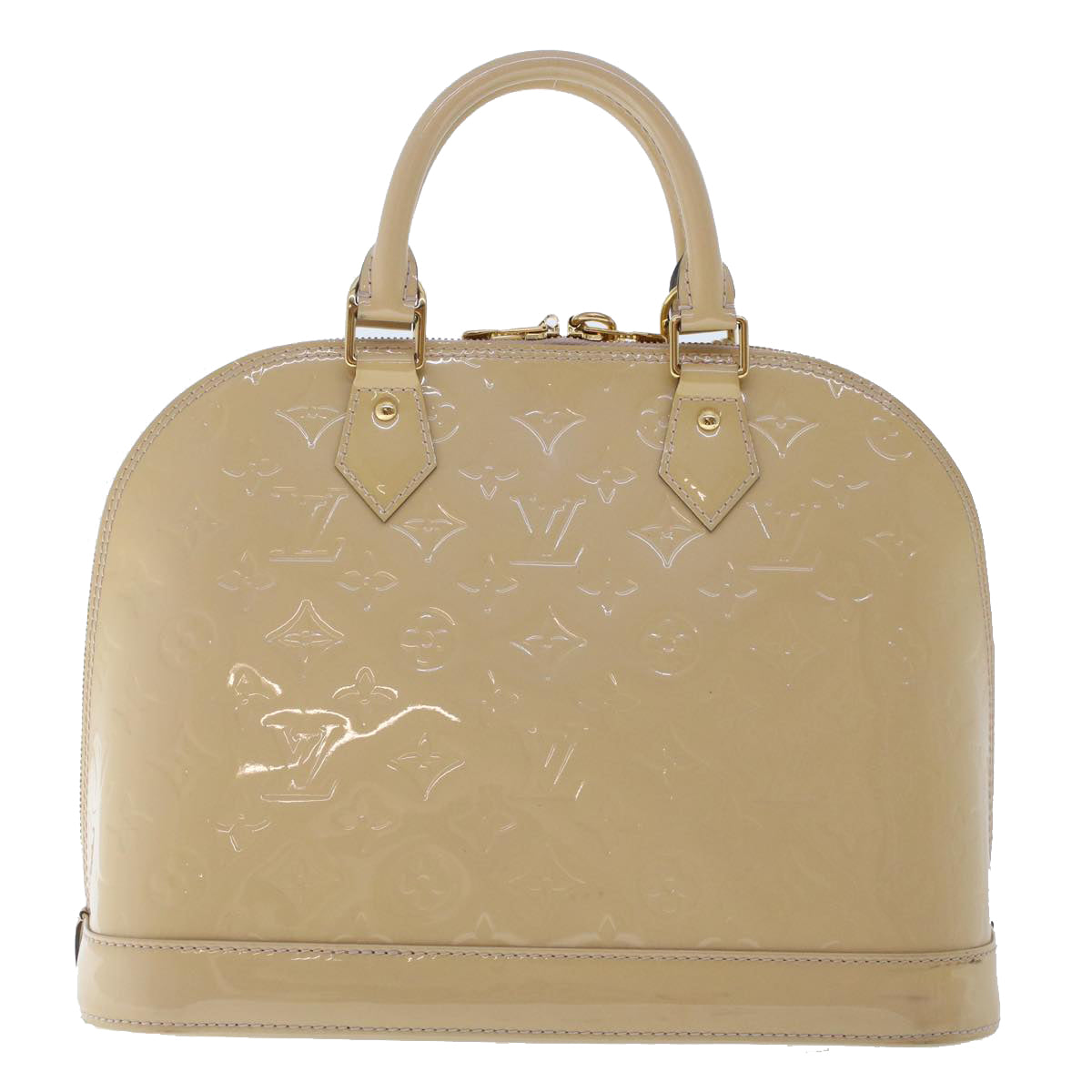 LOUIS VUITTON Monogram Vernis Alma PM Hand Bag 2way Beige LV Auth