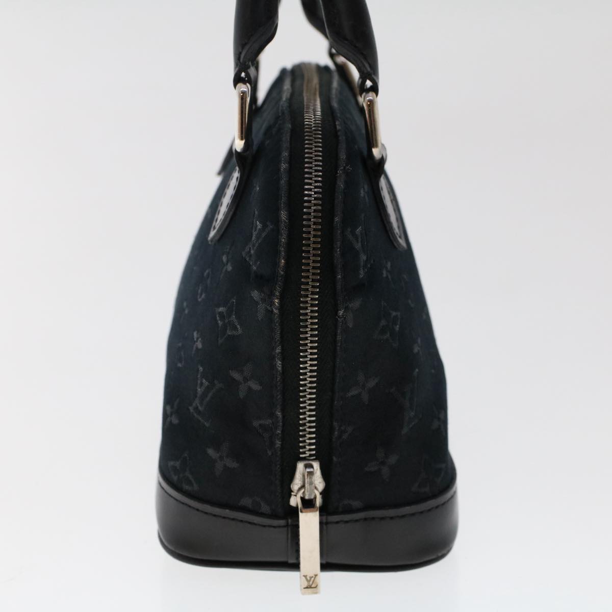 LOUIS VUITTON Monogram Satin Little Alma Hand Bag Black LV Auth