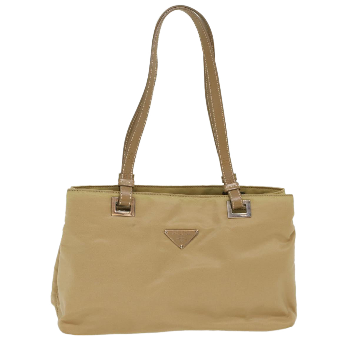 Prada Hand Bag Nylon Beige