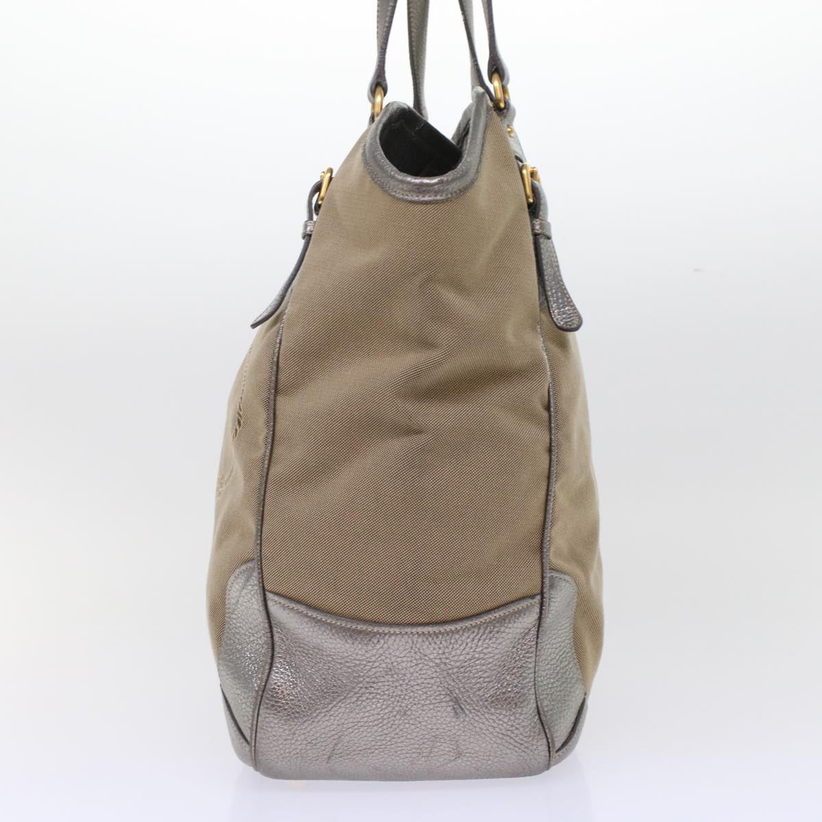 Prada Tote Bag Canvas Leather Beige